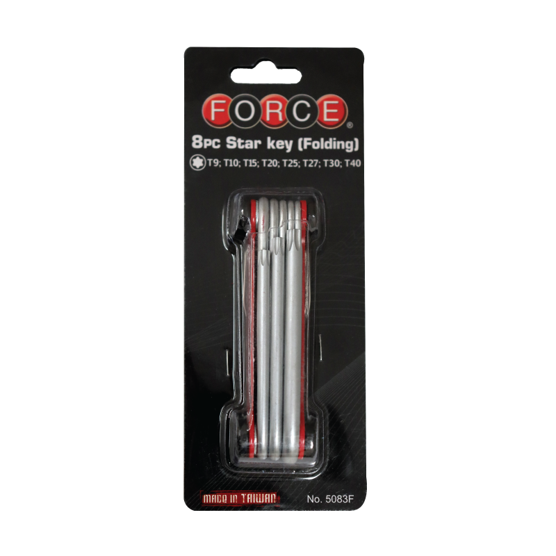 FORCE 5083F JUEGO 8 LLAVES TORX PLEGABLES T9/T40