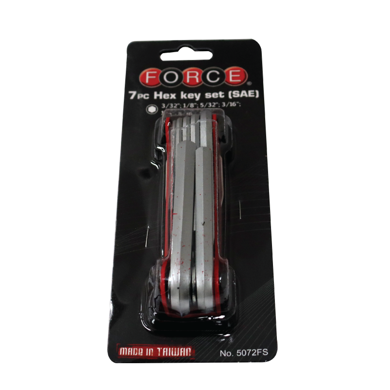 FORCE 5072FS 7 LLAVES ALLEN PLEGABLES EN SOPORTE DE METAL 3/