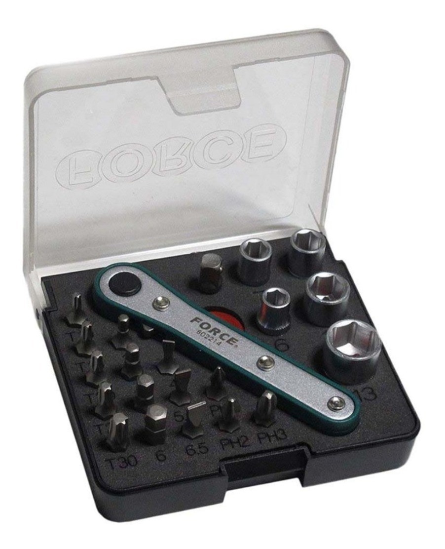 FORCE 2222 LLAVE COPA JG CTE 1/4 22PZS 6A13MM + PUNTAS