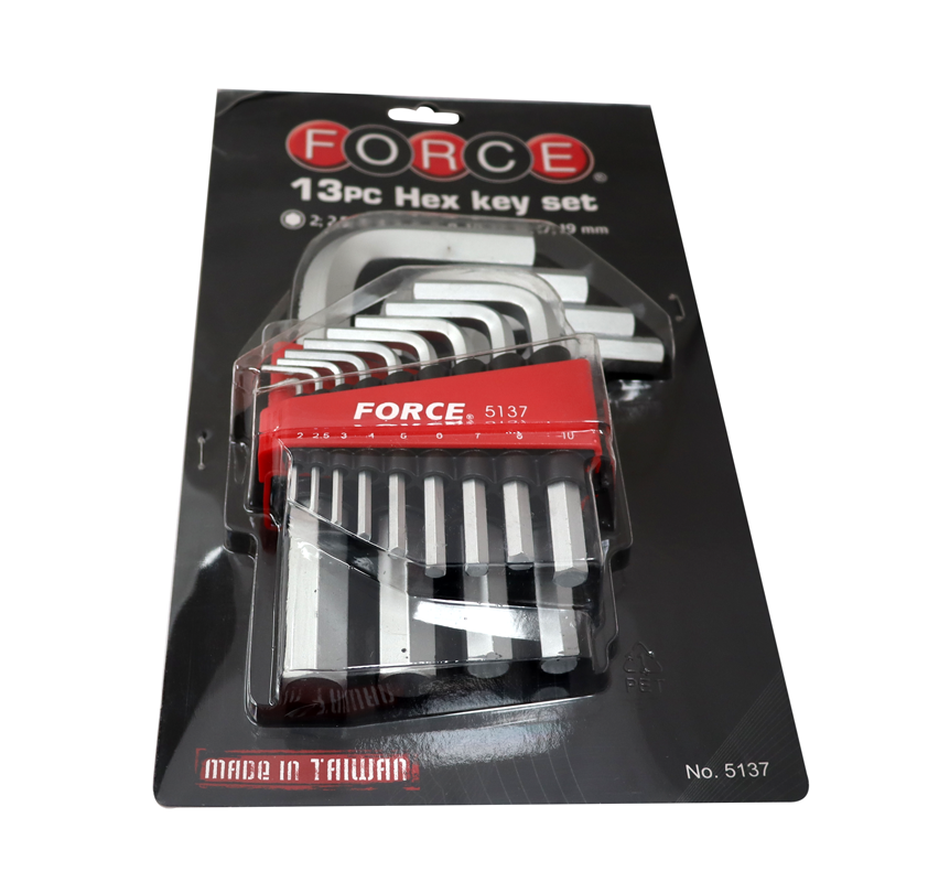 FORCE 5137 LLAVES ALLEN MM CON APRAZADERA 2 / 19MM