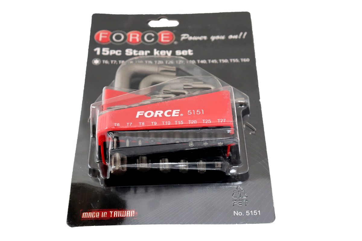 FORCE 5151 JUEGO 15 LLAVES TORX T6 A T60 EN ESTUCHE .
