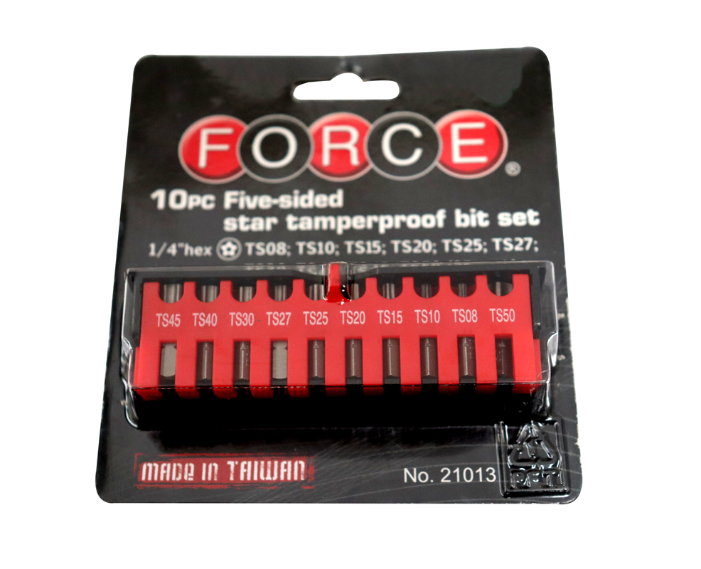 FORCE 21013 JUEGO 10 CUBOS TORX ESP.1/4 CON GUÍA TS08 / TS5