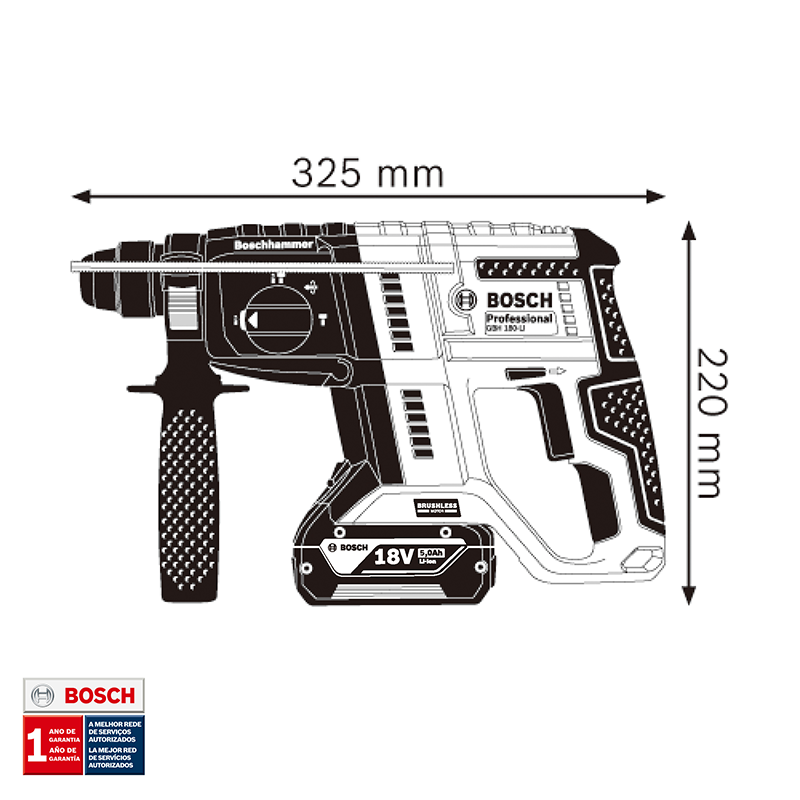 TALADRO ROTOMARTILLO RECARGABLE 18 VOLT REF. GBH 180-LI