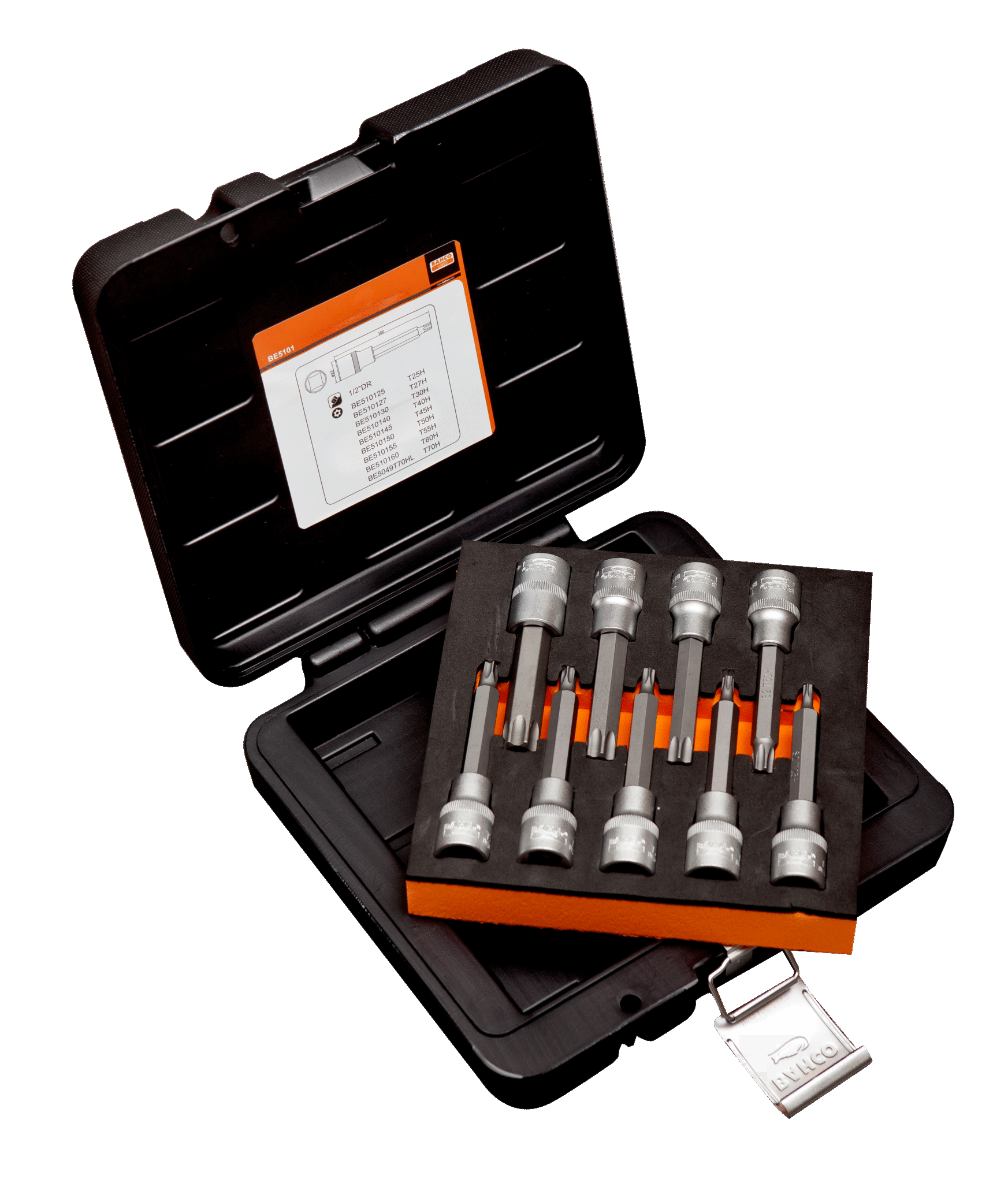 JGO DE COPAS DE 1/2 C/PUNTA TORX DE SEGURIDAD DE TR25 A TR60 9 PZS