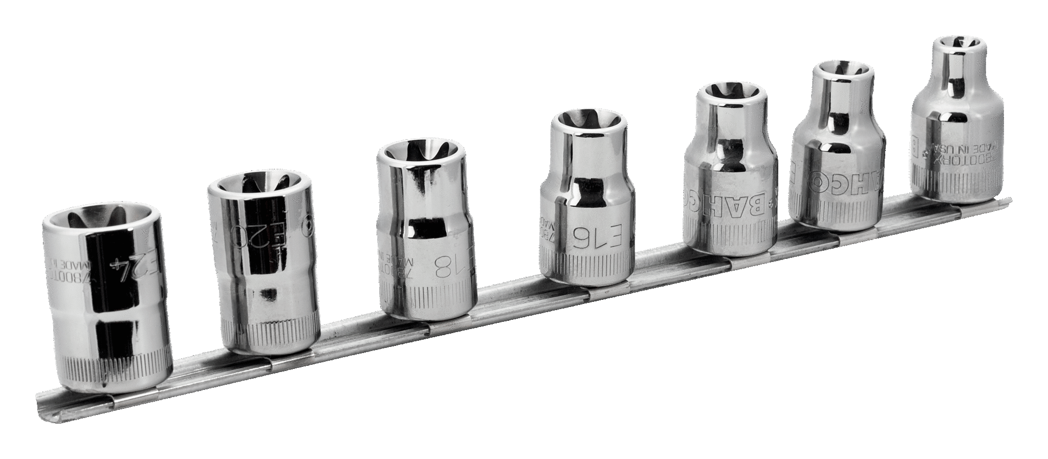 JGO DE SOLO COPAS TORX HEMBRA DE 1/2 E10-E24 EN RIEL 7 PZS