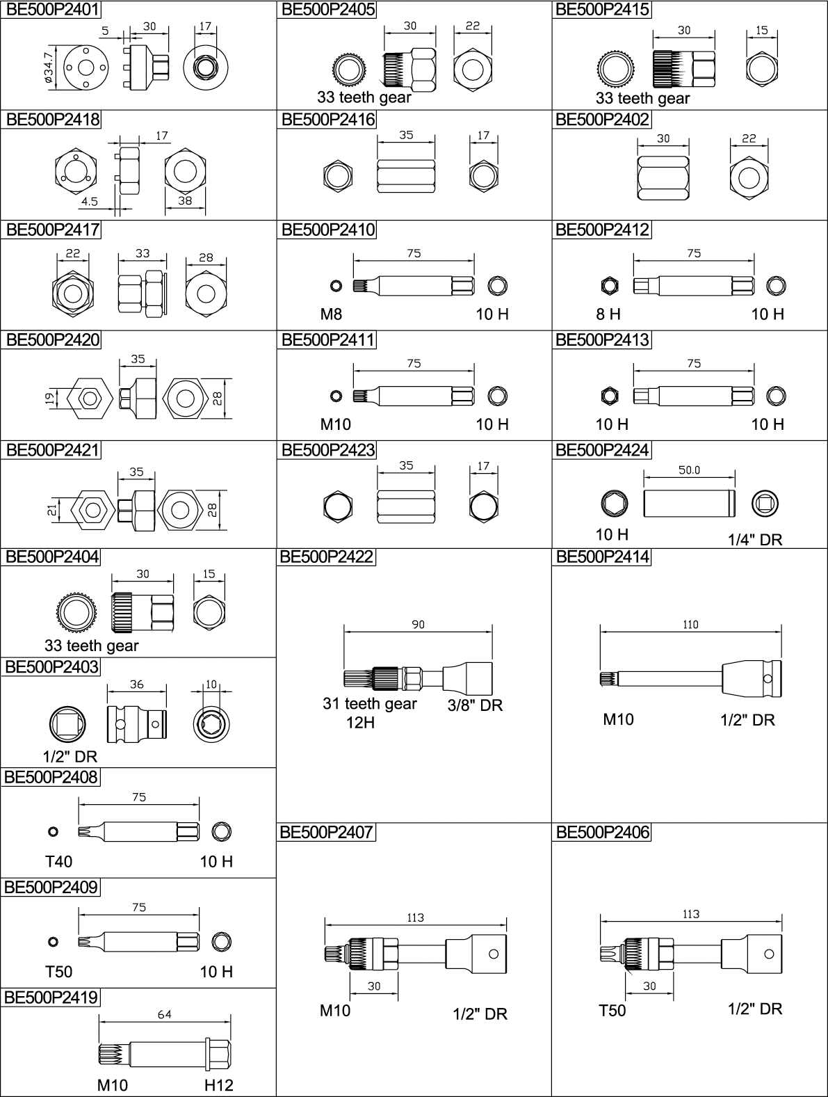 JGO UNIVERSAL DE EXTRACTORES PARA POLEAS DE ALTERNADOR 24 PZS