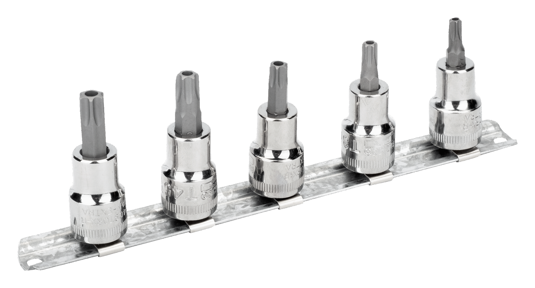 JUEGO DE SOLO COPAS MANDO DE 3/8 PUNTA TORX DE SEGURIDAD 5 PZAS