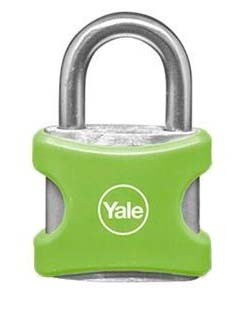 CANDADO 003 EN ALUMINIO CON PROTECTOR VERDE 25MM