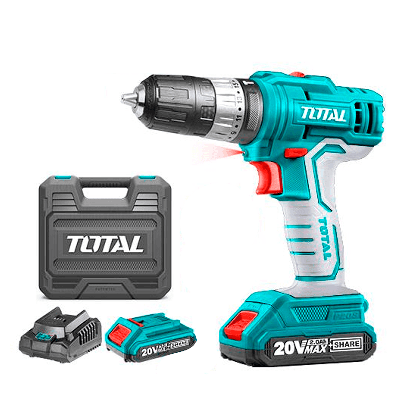 TALADRO INALAMB PERCUTOR 3/8" CAJA DURA 2BAT 2AH 20 VOL