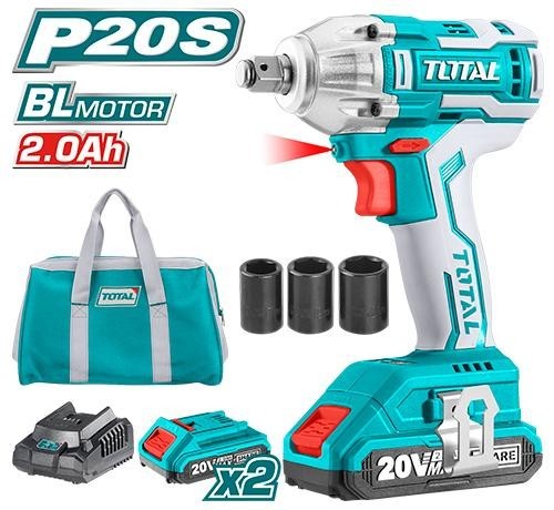 LLAVE IMPACTO INALAM 20V 2 PILAS CTE.1/2" 3 copas y mochila